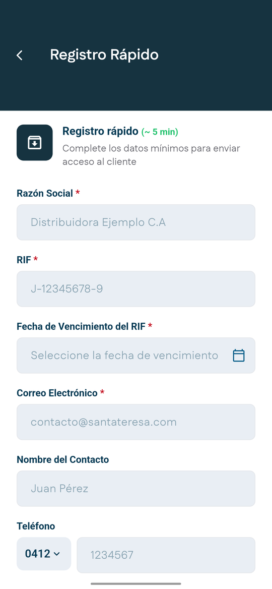 Registro rápido
