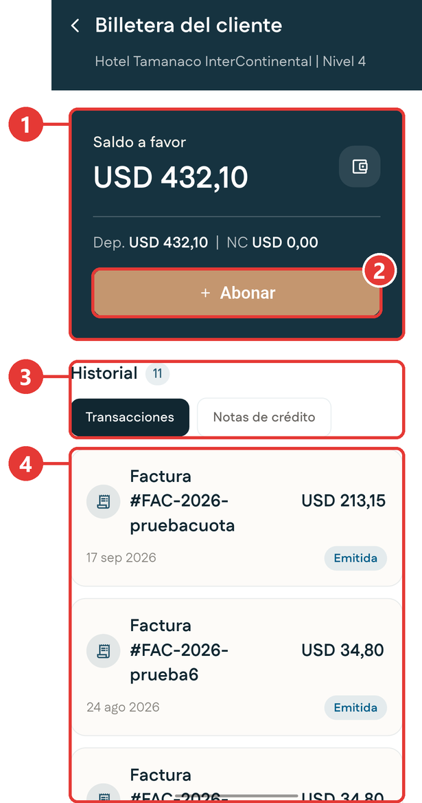 Billetera del cliente