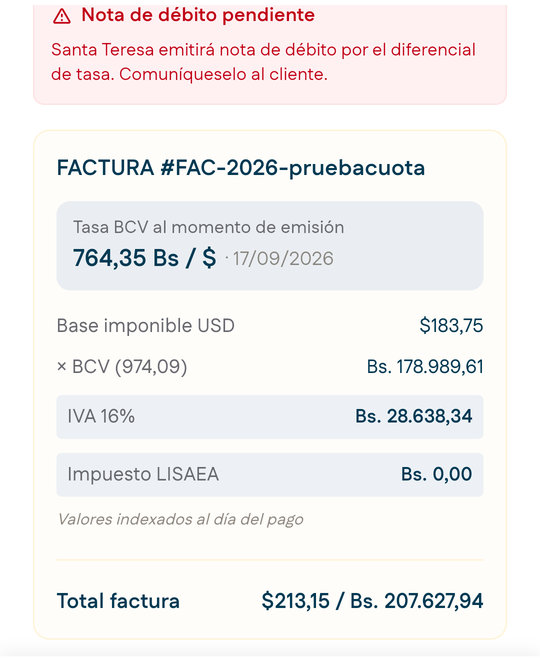 Total de la factura