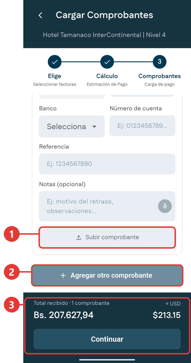 Paso 3: soporte del pago