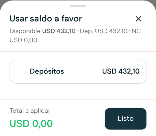 Usar saldo a favor