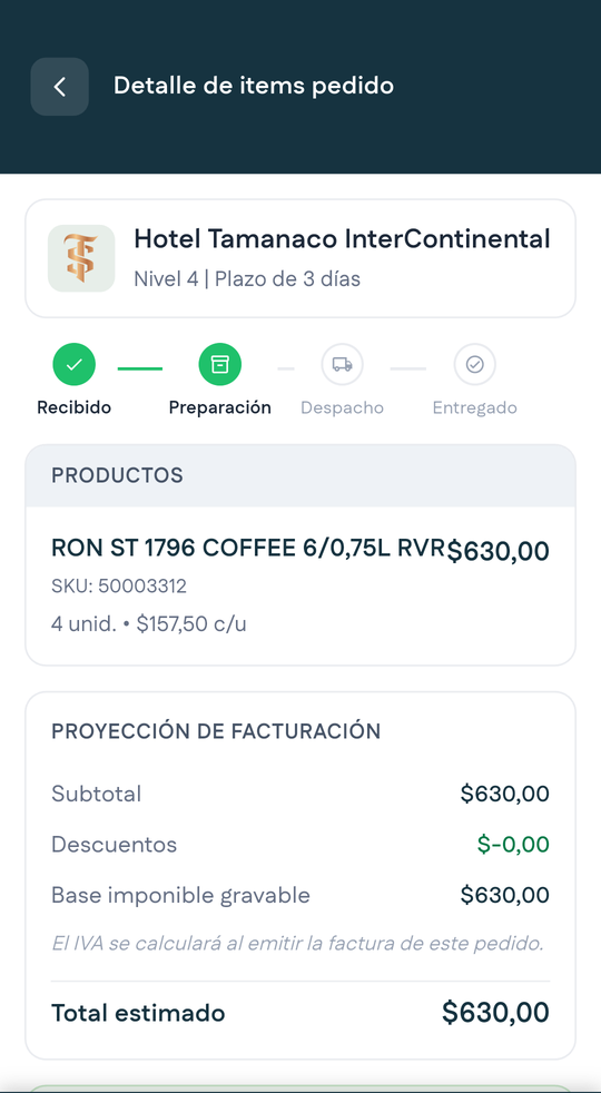 Detalle del pedido