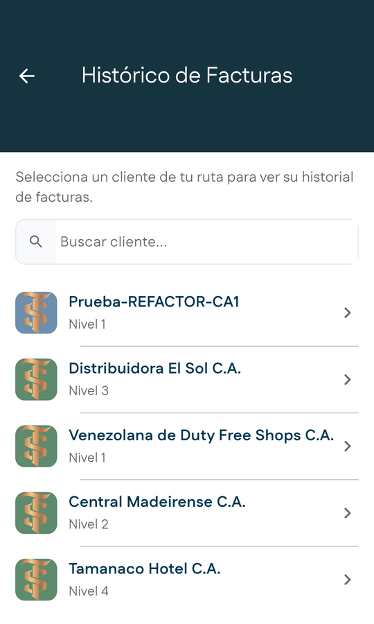Histórico de facturas
