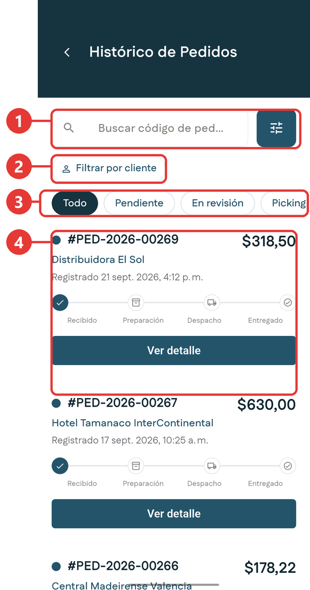 Histórico de pedidos