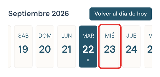Tocar una fecha en la tira de días