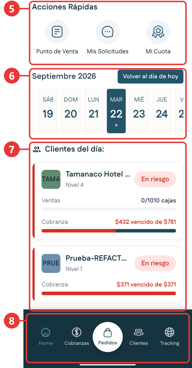 Parte de abajo del Inicio