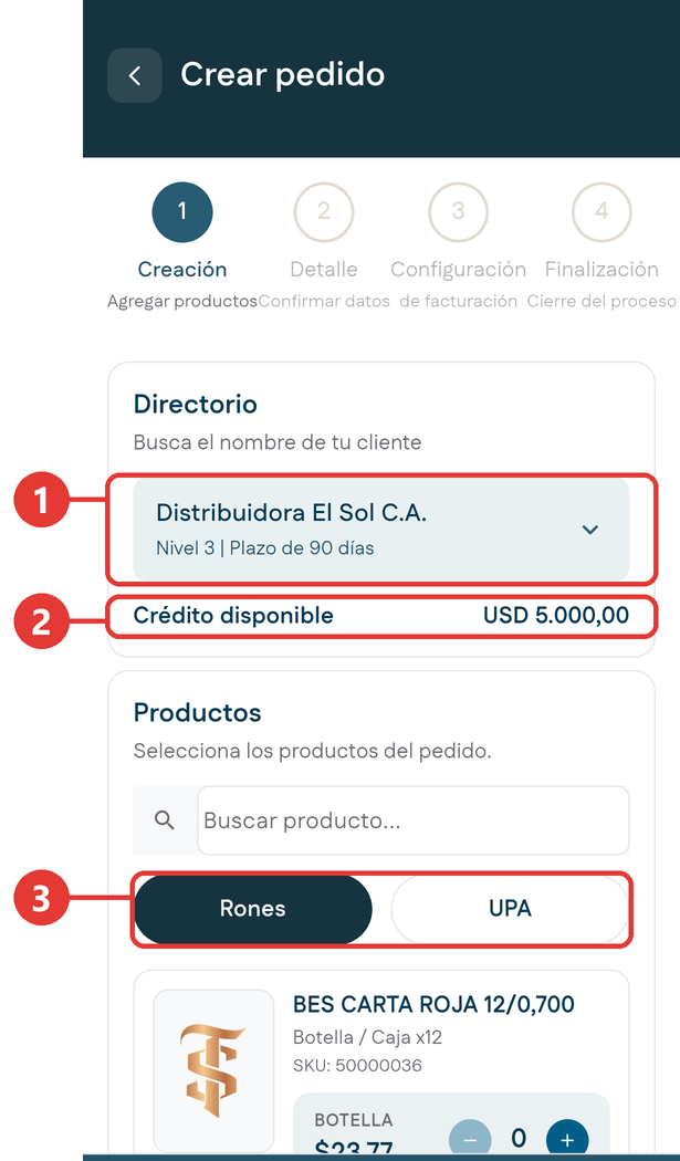 Cliente seleccionado