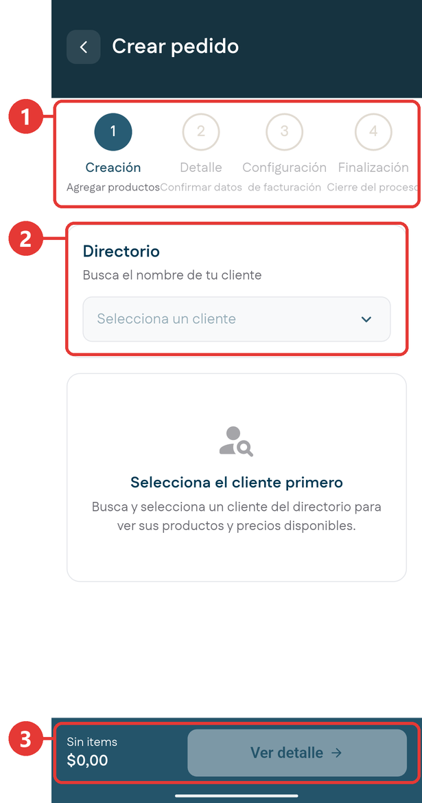 Paso 1 del pedido