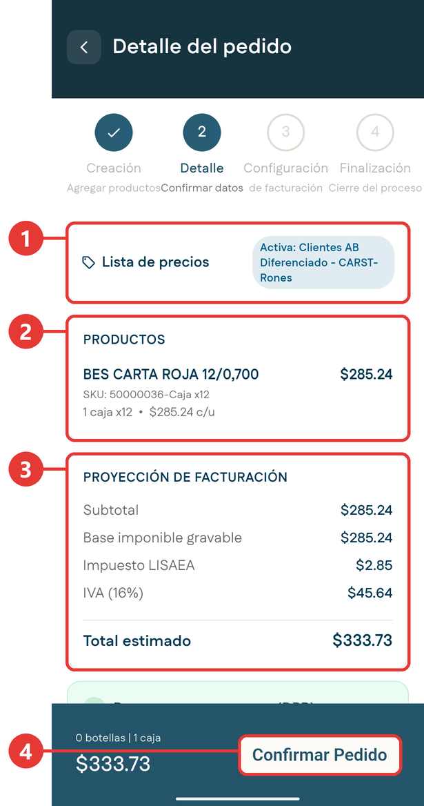Paso 2 del pedido