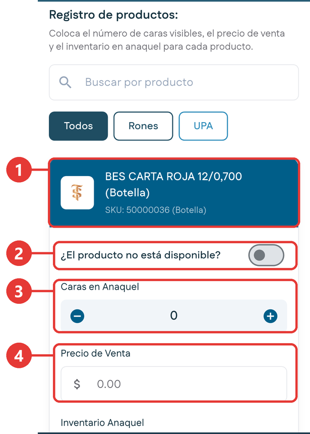 Datos de un producto