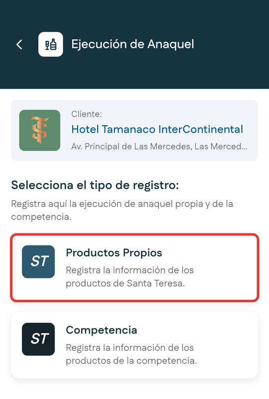 Elegir Productos Propios