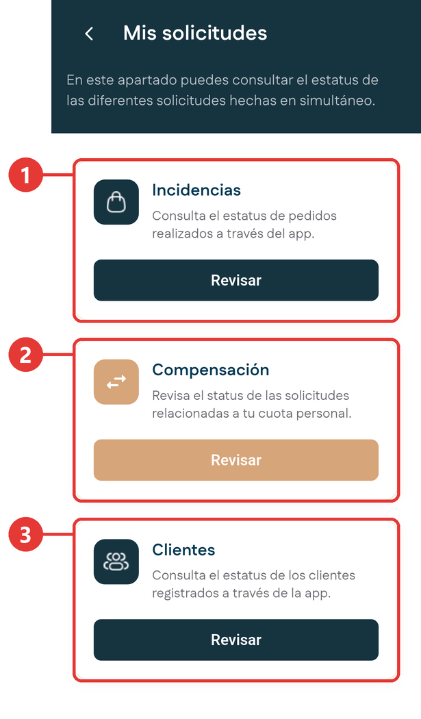 Categorías de solicitudes