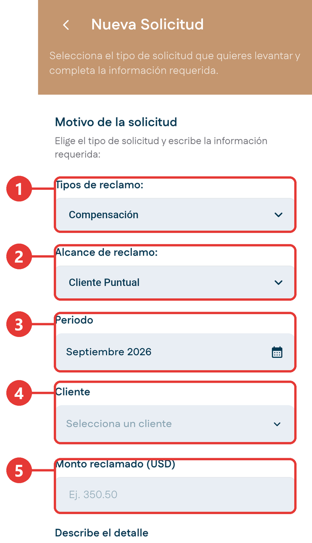 Nueva solicitud de compensación